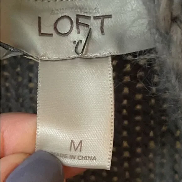 Loft Women’s Gray Grandma  Comfy Open Front Cardigan Sweater Size Medium - Picture 5 of 5